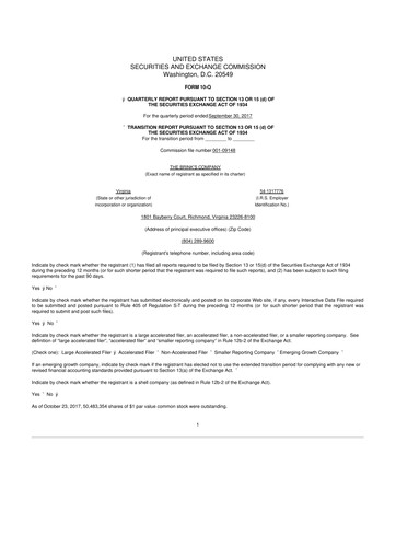 Thumbnail Brink's
 10-Q Quarterly Report FY2017 