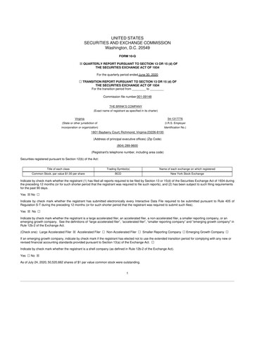 Thumbnail Brink's
 10-Q Quarterly Report FY2020 