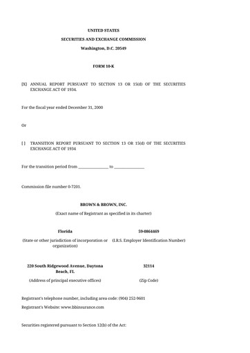 Thumbnail Brown & Brown
 10-K Annual Report 