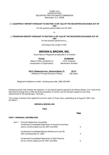 Thumbnail Brown & Brown
 10-Q Quarterly Report FY 