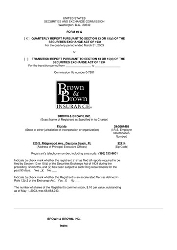 Thumbnail Brown & Brown
 10-Q Quarterly Report FY 