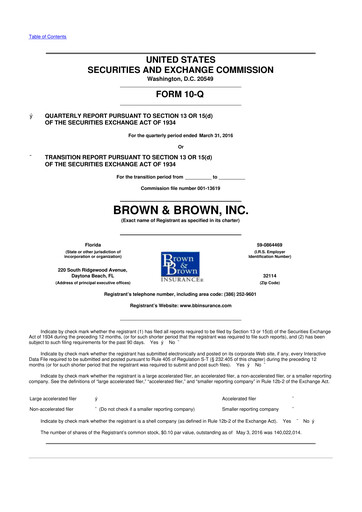 Thumbnail Brown & Brown
 10-Q Quarterly Report FY2016 