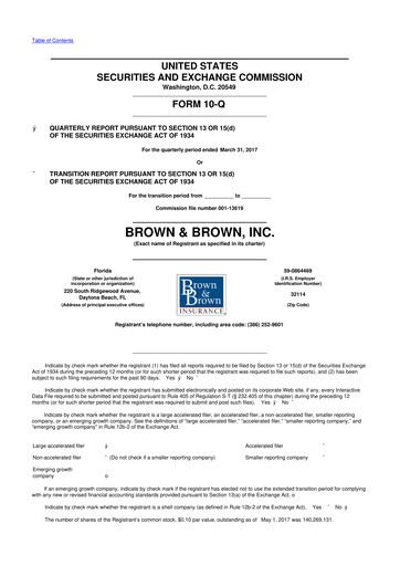 Thumbnail Brown & Brown
 10-Q Quarterly Report FY2017 