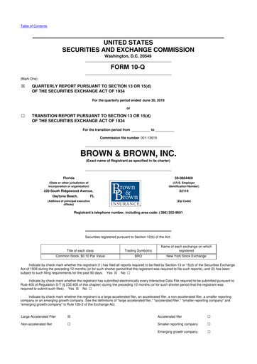 Thumbnail Brown & Brown
 10-Q Quarterly Report FY2019 