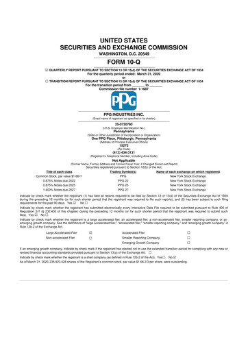 Thumbnail PPG Industries
 10-Q Quarterly Report FY2020 