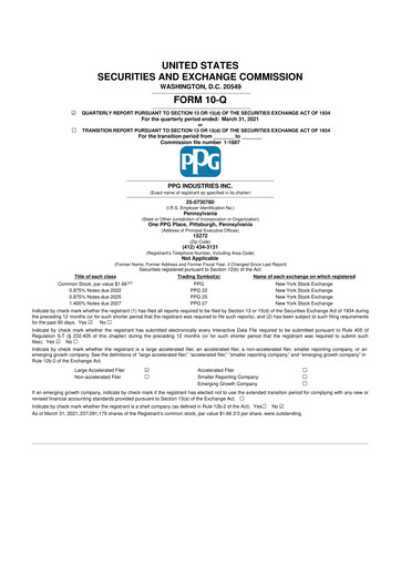 Thumbnail PPG Industries
 10-Q Quarterly Report FY2021 