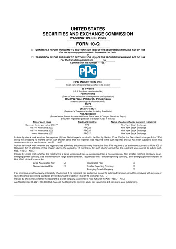 Thumbnail PPG Industries
 10-Q Quarterly Report FY2021 