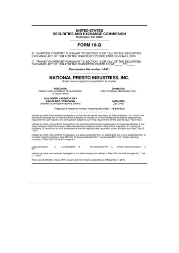 Thumbnail National Presto Industries
 10-Q Quarterly Report FY2016 