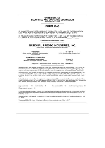 Thumbnail National Presto Industries
 10-Q Quarterly Report FY2017 