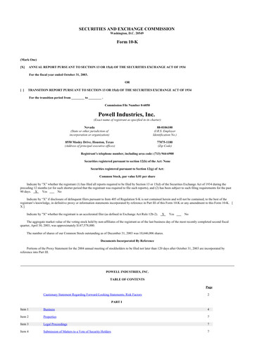 Thumbnail Powell Industries 10-K Annual Report 