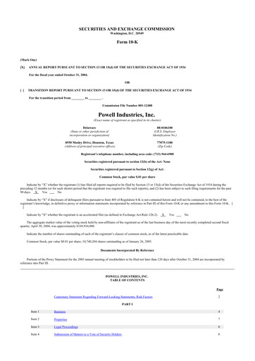 Thumbnail Powell Industries 10-K Annual Report 