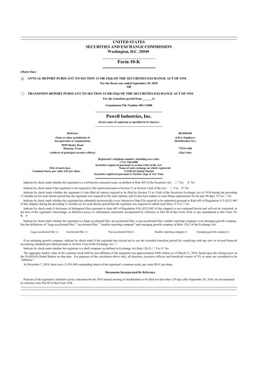 Thumbnail Powell Industries 10-K Annual Report 2018