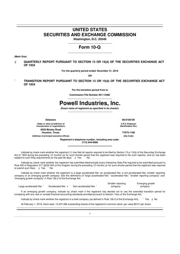 Thumbnail Powell Industries 10-Q Quarterly Report FY2019 