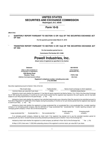 Thumbnail Powell Industries 10-Q Quarterly Report FY2019 
