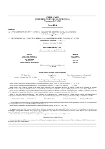 Thumbnail Powell Industries 10-K Annual Report 2019