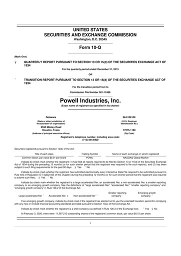 Thumbnail Powell Industries 10-Q Quarterly Report FY2020 