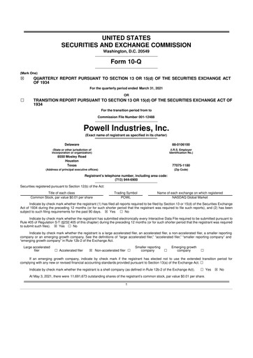 Thumbnail Powell Industries 10-Q Quarterly Report FY2021 