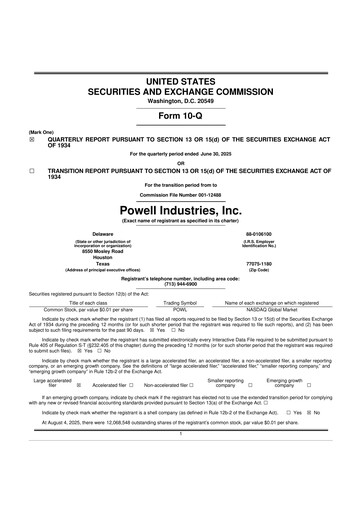 Thumbnail Powell Industries 10-Q Quarterly Report FY2025 