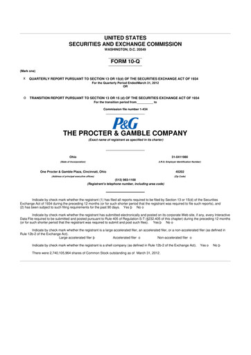 Vorschaubild Procter & Gamble 10-Q Quartalsbericht 2012 