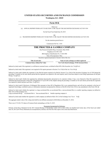 Thumbnail Procter & Gamble 10-K Annual Report 2015