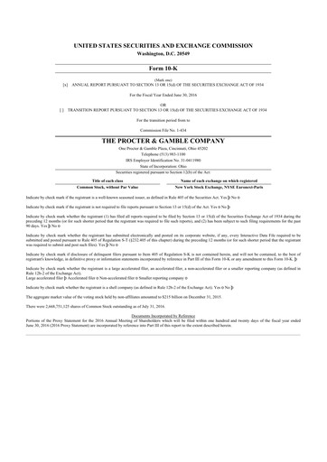 Thumbnail Procter & Gamble 10-K Annual Report 2016