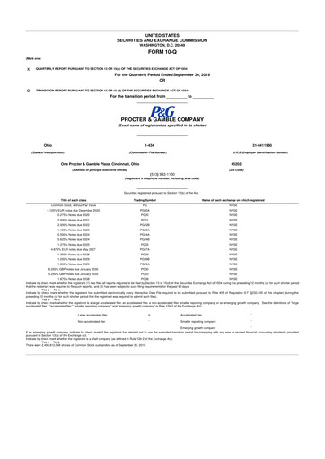 Vorschaubild Procter & Gamble 10-Q Quartalsbericht 2020 