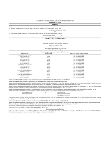 Thumbnail Procter & Gamble 10-K Annual Report 2022