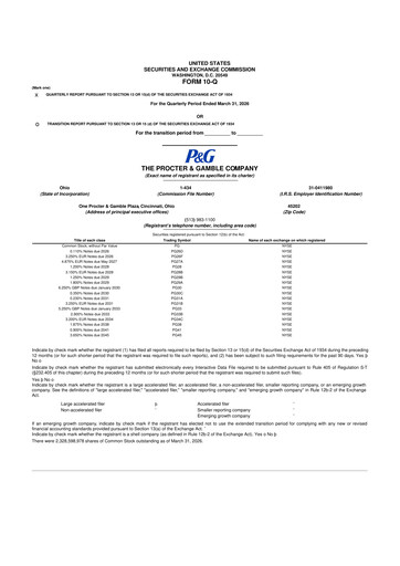 Thumbnail Procter & Gamble 10-Q Quarterly Report FY 