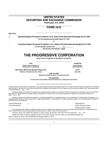 Thumbnail Progressive 10-Q Quarterly Report FY2019 