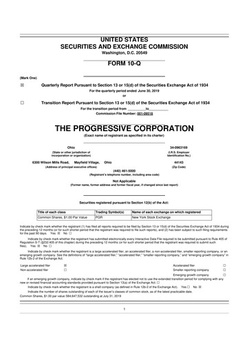 Thumbnail Progressive 10-Q Quarterly Report FY2019 