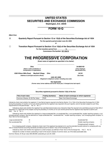 Thumbnail Progressive 10-Q Quarterly Report FY2020 