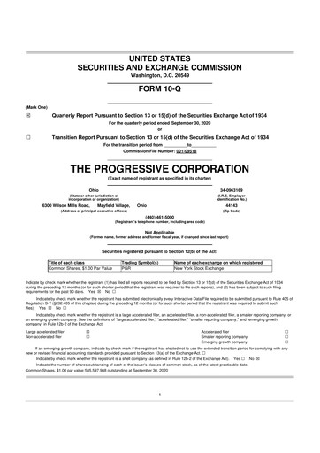 Thumbnail Progressive 10-Q Quarterly Report FY2020 