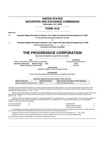 Thumbnail Progressive 10-Q Quarterly Report FY2022 