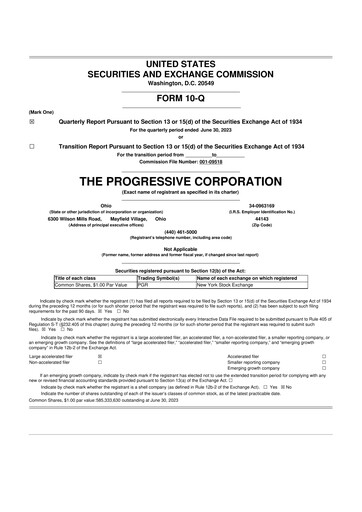 Thumbnail Progressive 10-Q Quarterly Report FY2023 