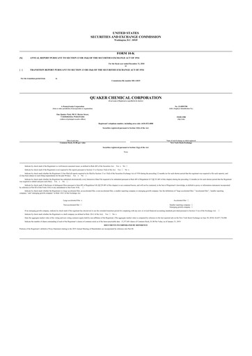 Thumbnail Quaker Houghton 10-K Annual Report 2018