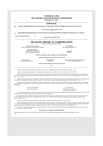 Thumbnail Quaker Houghton 10-K Annual Report 2021