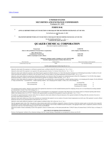 Thumbnail Quaker Houghton 10-K Annual Report 2022