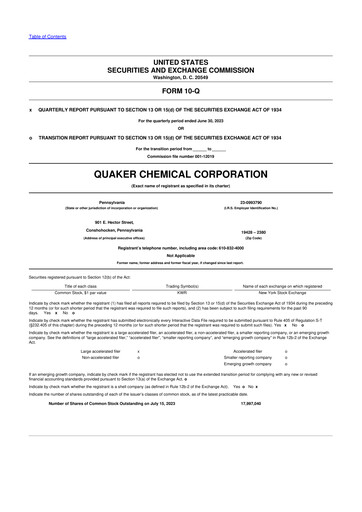 Miniature Quaker Houghton 10-Q Rapport trimestriel 2023 