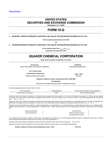 Miniature Quaker Houghton 10-Q Rapport trimestriel 2024 