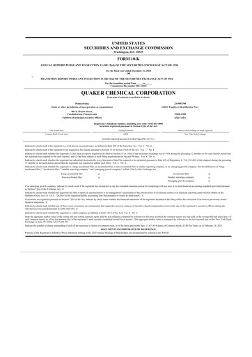 Thumbnail Quaker Houghton 10-K Annual Report 2024