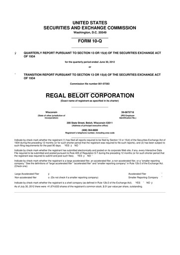 Thumbnail Regal Rexnord 10-Q Quarterly Report FY2012 