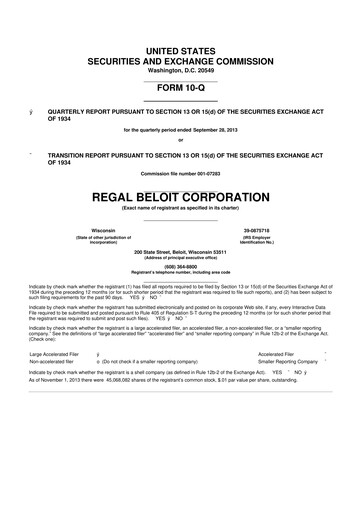 Thumbnail Regal Rexnord 10-Q Quarterly Report FY2013 