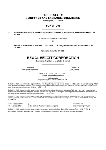 Thumbnail Regal Rexnord 10-Q Quarterly Report FY2016 