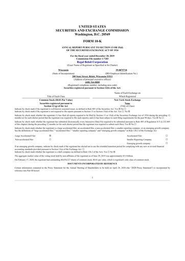 Thumbnail Regal Rexnord 10-K Annual Report 2019