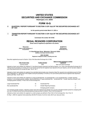 Thumbnail Regal Rexnord 10-Q Quarterly Report FY2025 