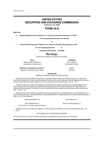 Thumbnail RLI Corp.
 10-Q Quarterly Report FY2016 