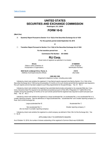 Thumbnail RLI Corp.
 10-Q Quarterly Report FY2016 