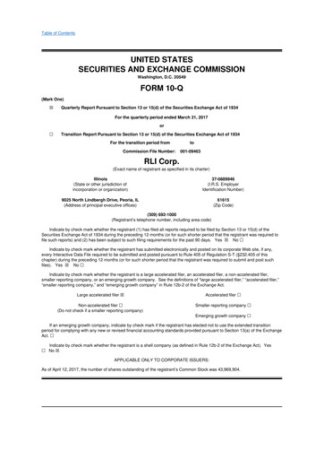 Thumbnail RLI Corp.
 10-Q Quarterly Report FY2017 