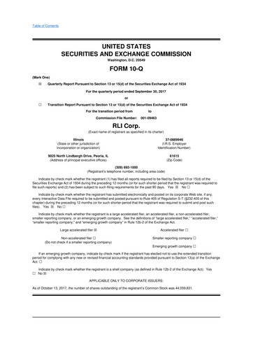 Thumbnail RLI Corp.
 10-Q Quarterly Report FY2017 