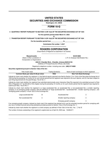 Thumbnail Rogers Corporation
 10-Q Quarterly Report FY2023 